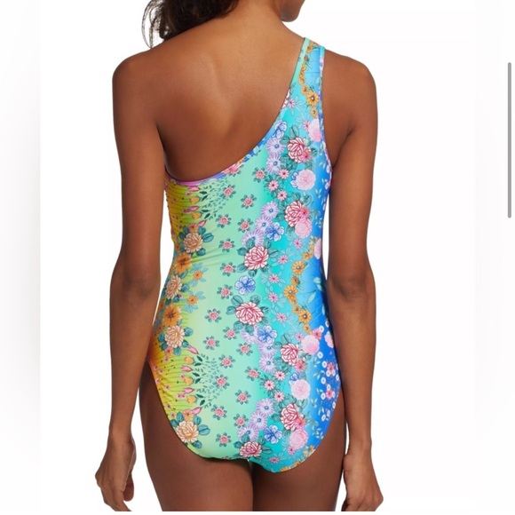 NWOT Johnny Was One-Shoulder Ombré Floral Swimsuit SIZE L - Picture 2 of 8